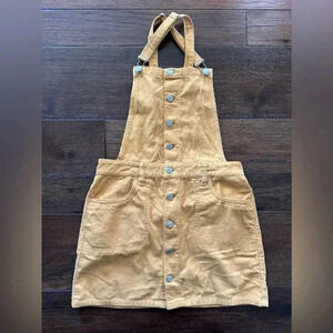 Pacsun Mustard Yellow Corduroy Skirt Bibs- size Medium